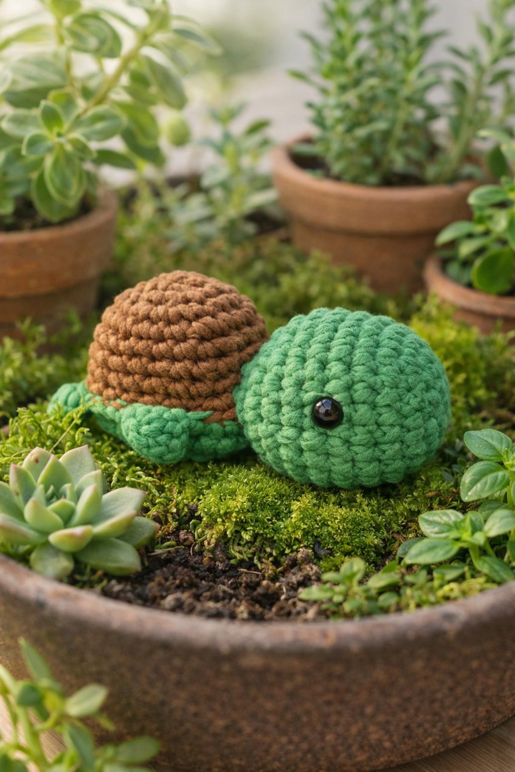 Mini Crochet Turtle Plush | Handmade Amigurumi Toy