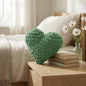 Handmade Crochet Heart Pillow – Green Plush Cushion