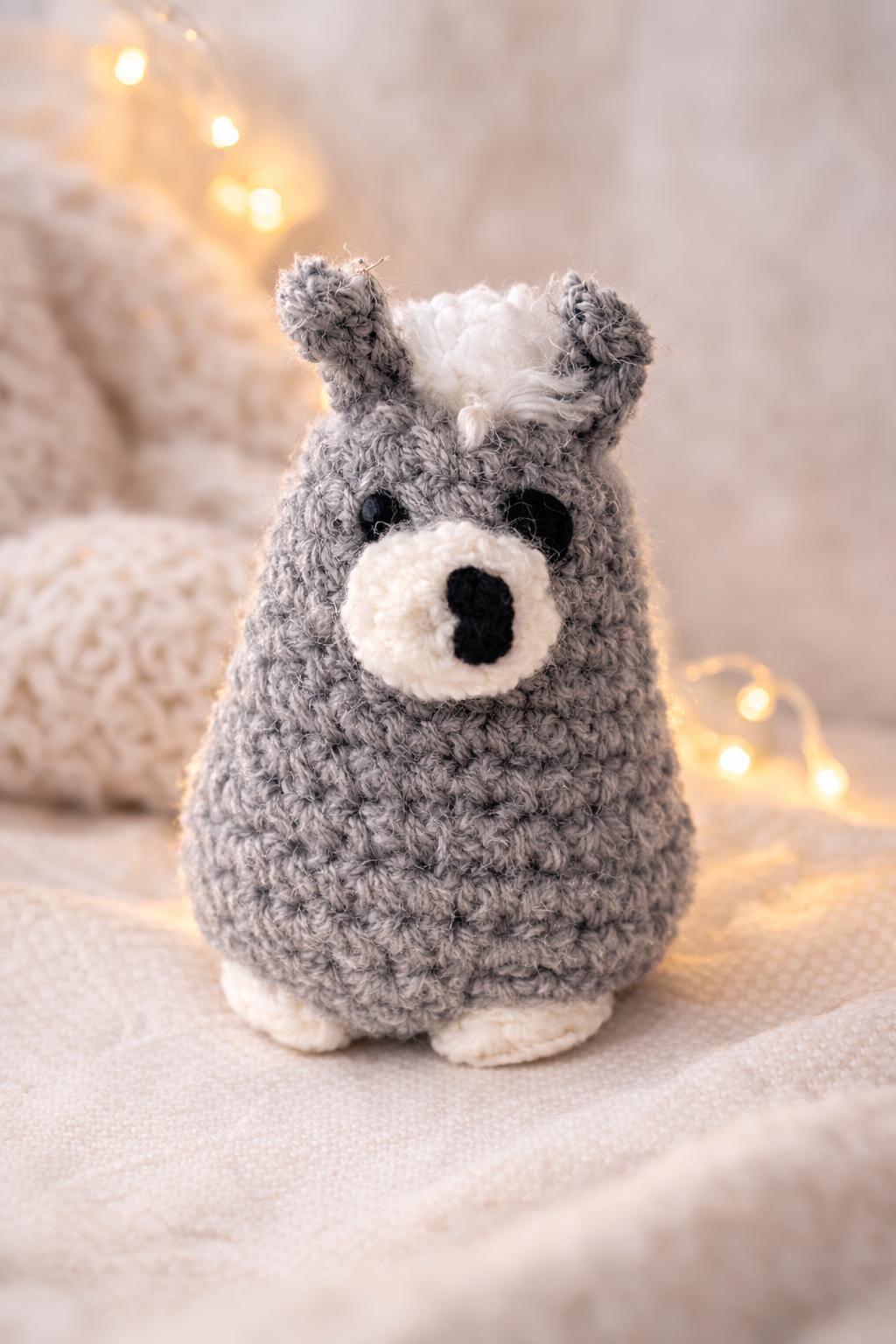 Gray Crochet Llama Amigurumi | Handmade Mini Plush Buddy