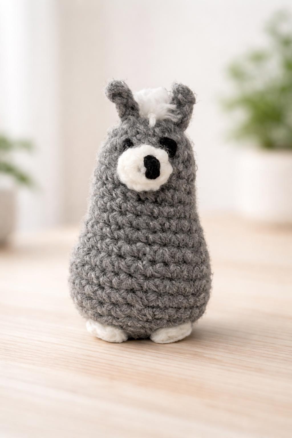 Gray Crochet Llama Amigurumi | Handmade Mini Plush Buddy