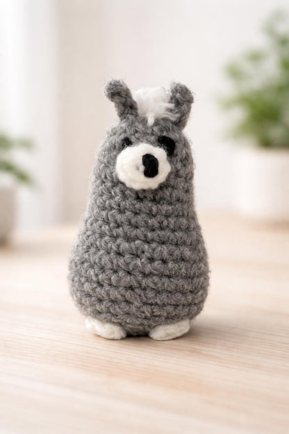 Gray Crochet Llama Amigurumi | Handmade Mini Plush Buddy