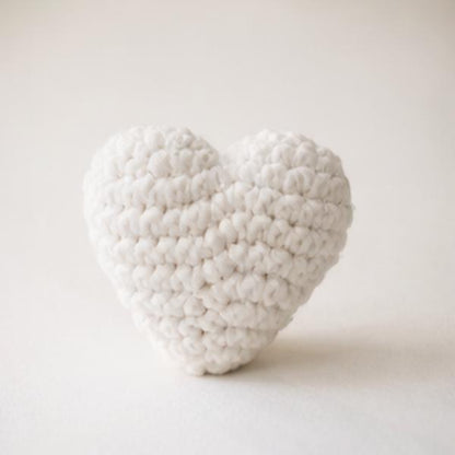 Handmade Crochet Heart Pillow – White Plush Cushion Decor