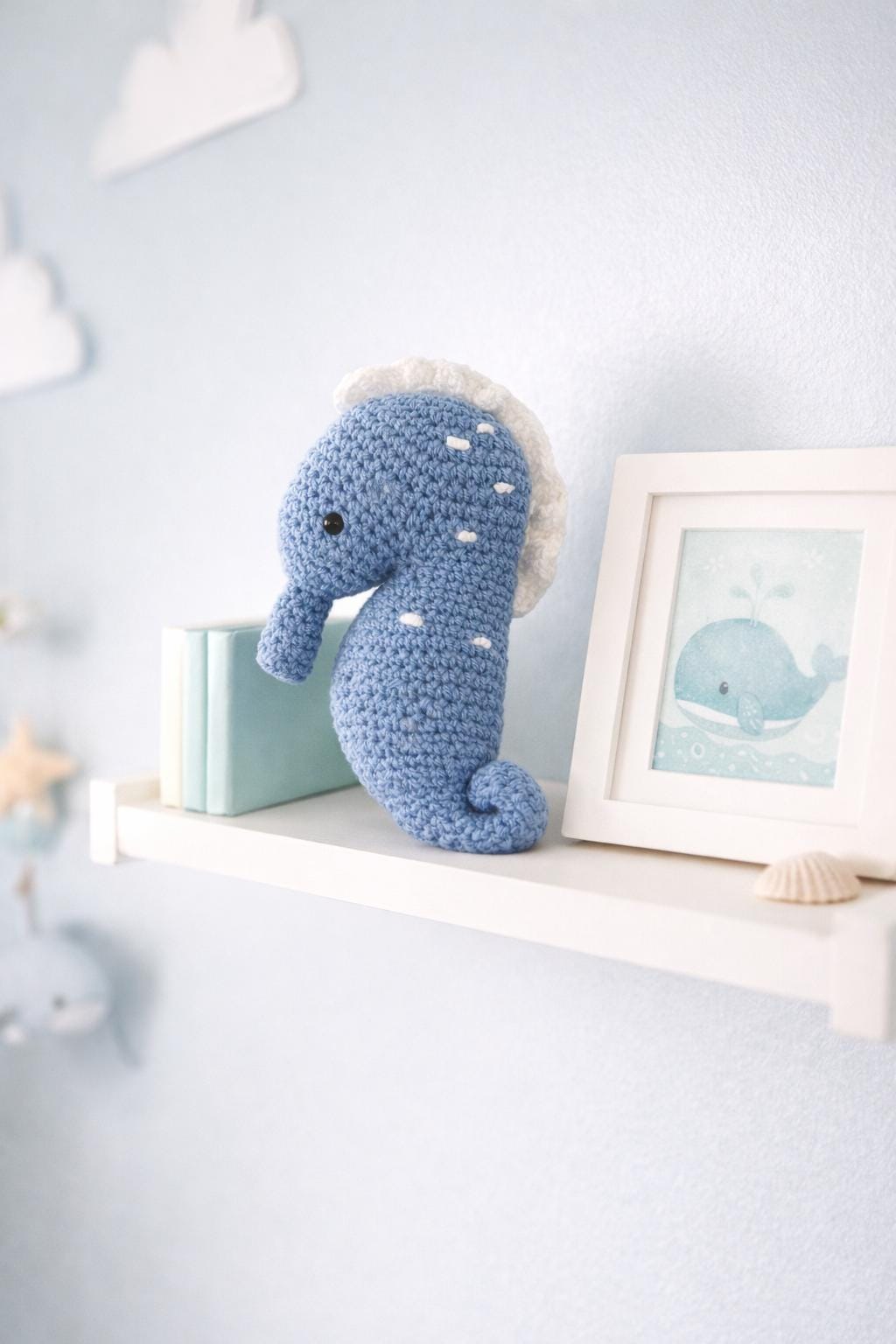Handmade Crochet Seahorse Plush | Ocean Nursery Decor | Amigurumi Seahorse Toy | Coastal Baby Gift | Under the Sea Nursery