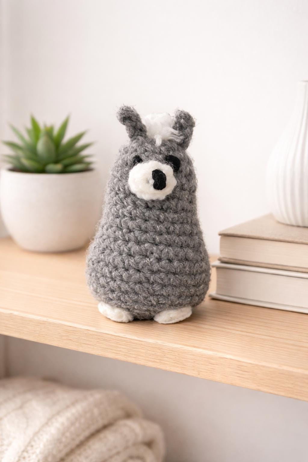 Gray Crochet Llama Amigurumi | Handmade Mini Plush Buddy