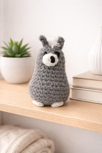 Gray Crochet Llama Amigurumi | Handmade Mini Plush Buddy