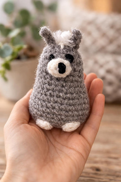 Gray Crochet Llama Amigurumi | Handmade Mini Plush Buddy
