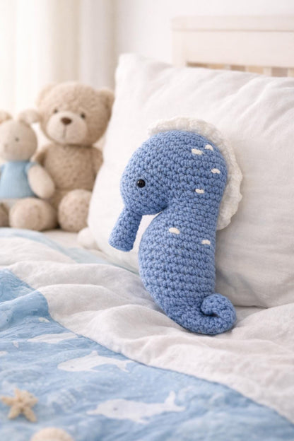 Handmade Crochet Seahorse Plush | Ocean Nursery Decor | Amigurumi Seahorse Toy | Coastal Baby Gift | Under the Sea Nursery