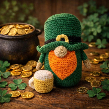 Handmade Crochet Leprechaun with Beer Mug | St Patrick's Day Irish Decor