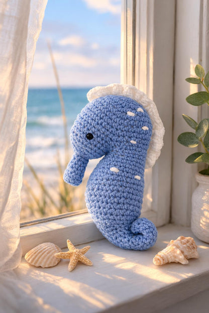 Handmade Crochet Seahorse Plush | Ocean Nursery Decor | Amigurumi Seahorse Toy | Coastal Baby Gift | Under the Sea Nursery