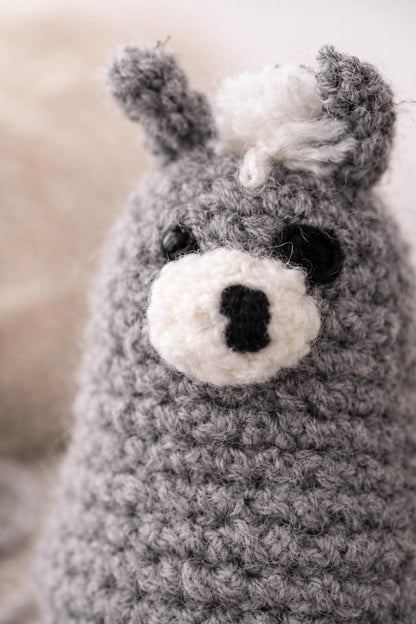 Gray Crochet Llama Amigurumi | Handmade Mini Plush Buddy