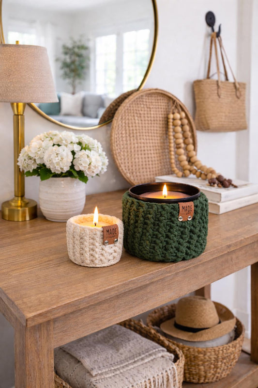 Hearthside Candle Cozy | Handmade Candle Sweater