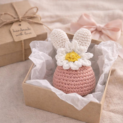 Crocheted Daisy Bunny Decor | Handmade Spring Easter Plush Toy