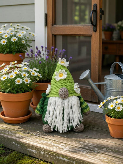 Springtime Gnome Doorstop | Handmade Crochet Decor