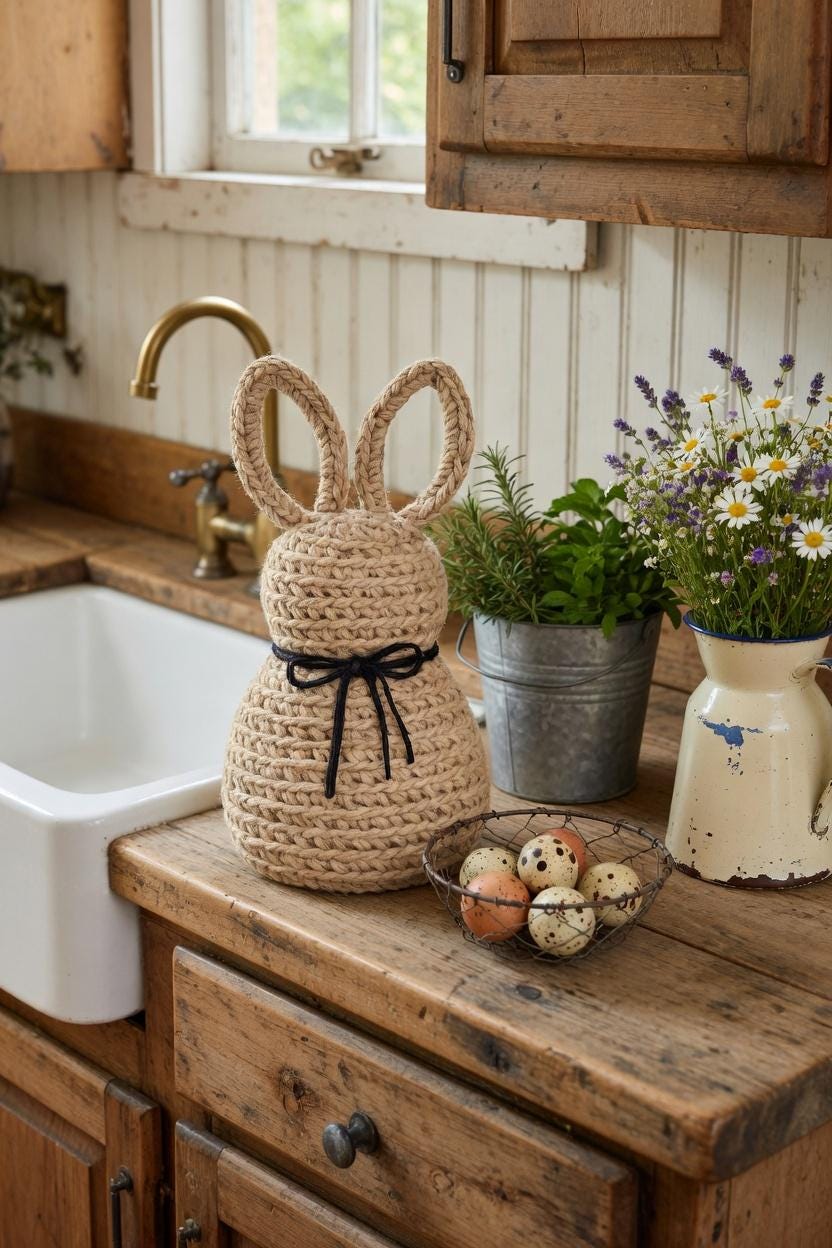 Handmade Crochet Bunny | Amigurumi Plush | Farmhouse Spring Decor