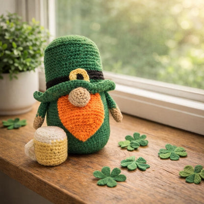 Handmade Crochet Leprechaun with Beer Mug | St Patrick's Day Irish Decor