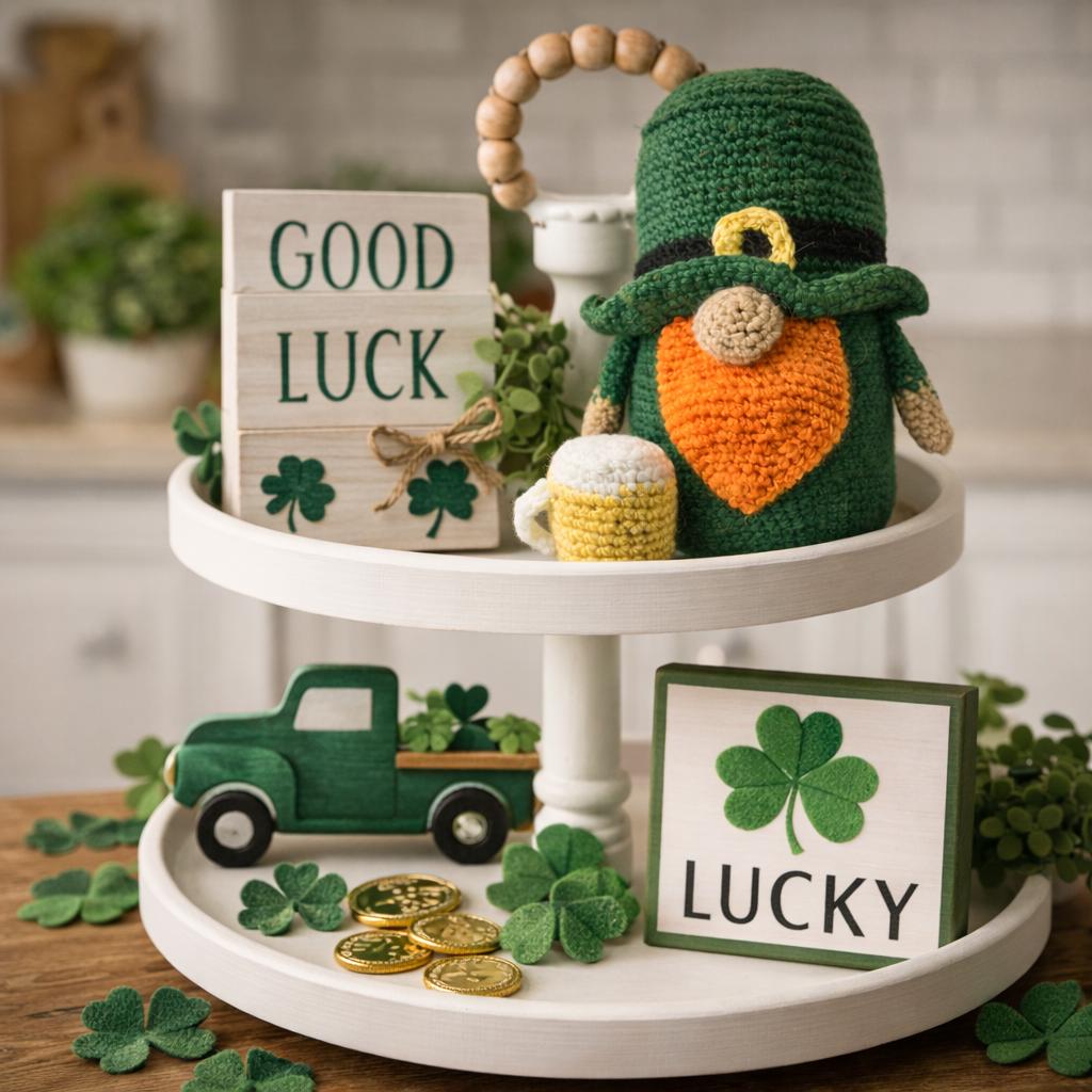 Handmade Crochet Leprechaun with Beer Mug | St Patrick's Day Irish Decor