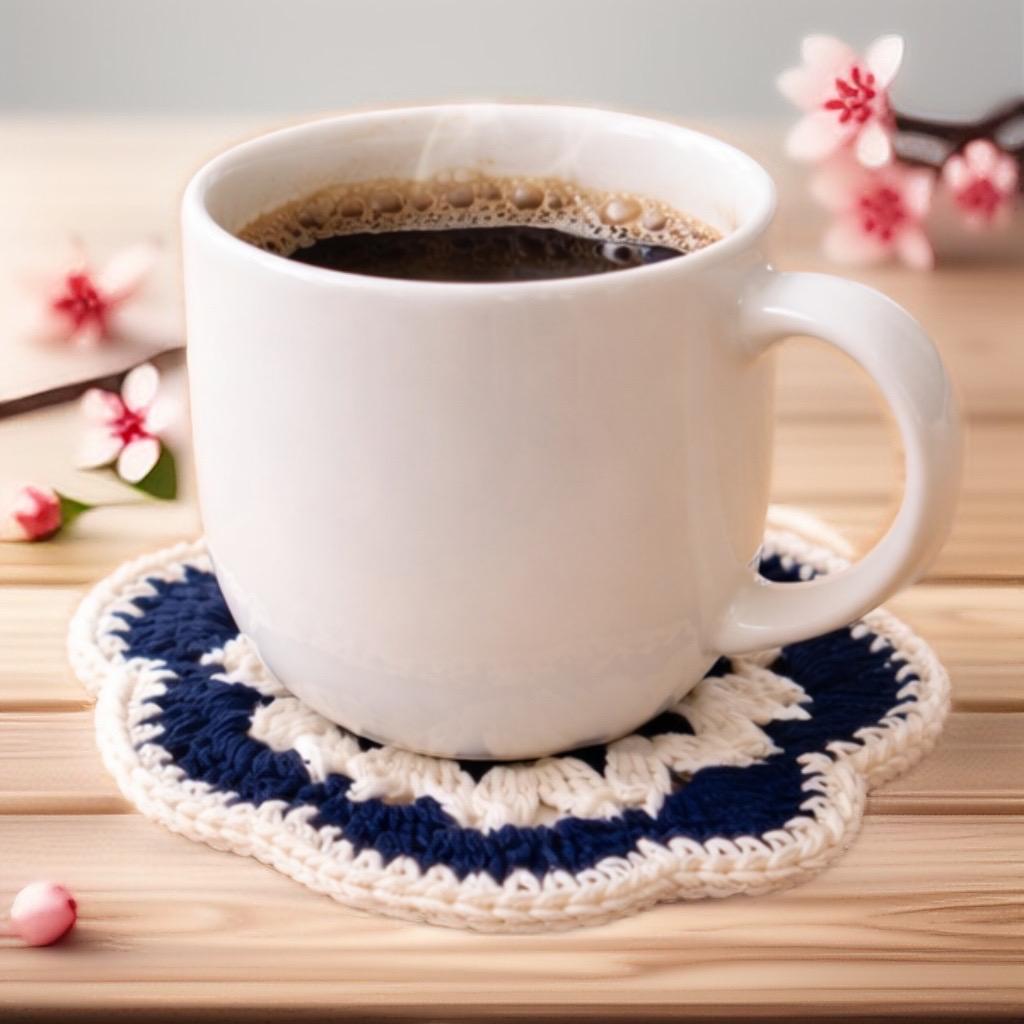 Seaside Lace - Handmade Crochet Coaster – Navy & Cream Coaster