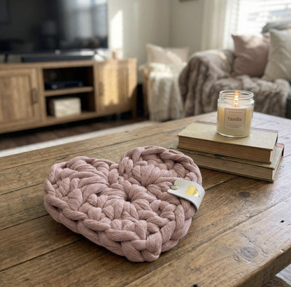 Heart-Shaped Macramé Coaster – Handmade Cotton Drink Coaster