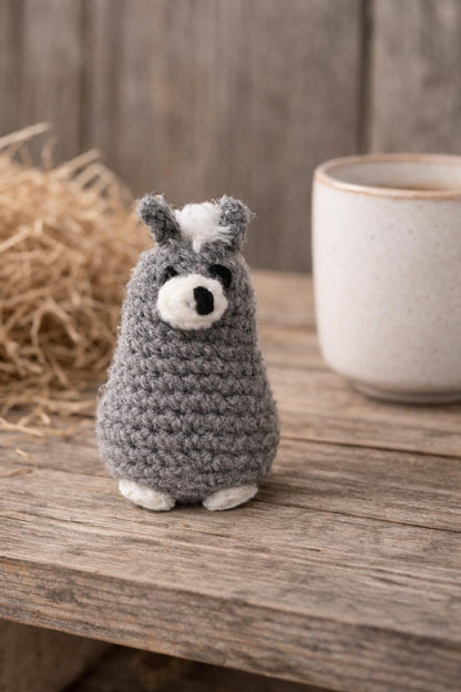 Gray Crochet Llama Amigurumi | Handmade Mini Plush Buddy