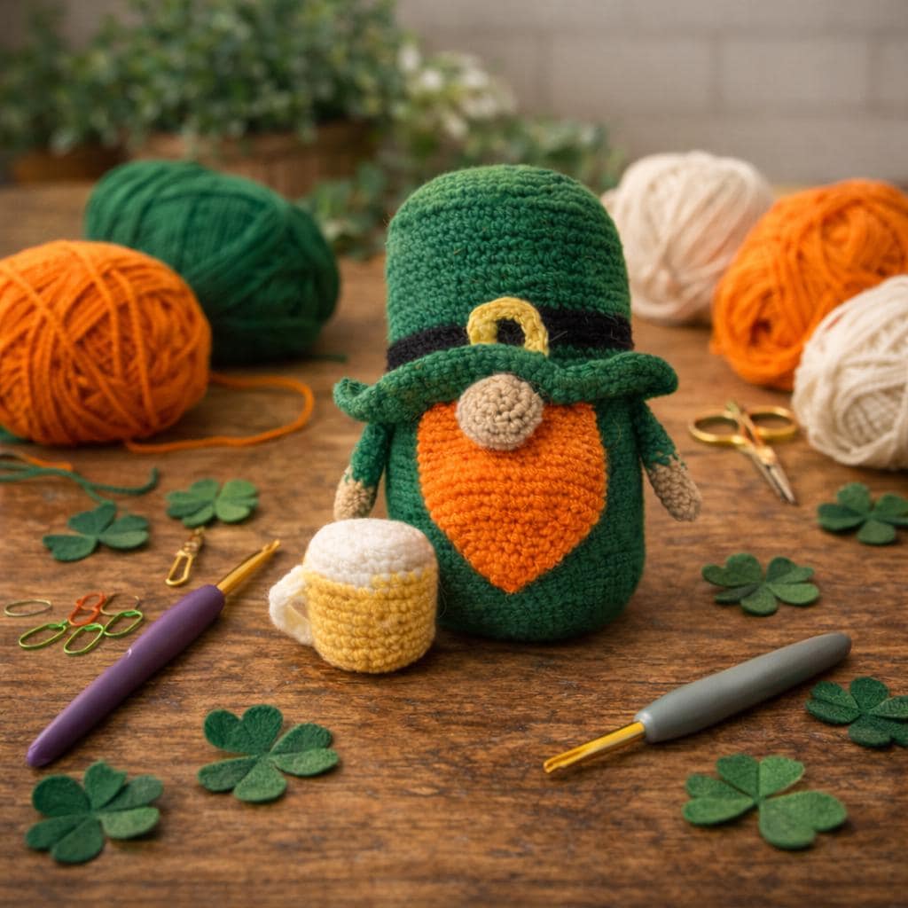 Handmade Crochet Leprechaun with Beer Mug | St Patrick's Day Irish Decor