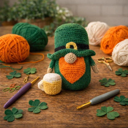 Handmade Crochet Leprechaun with Beer Mug | St Patrick's Day Irish Decor
