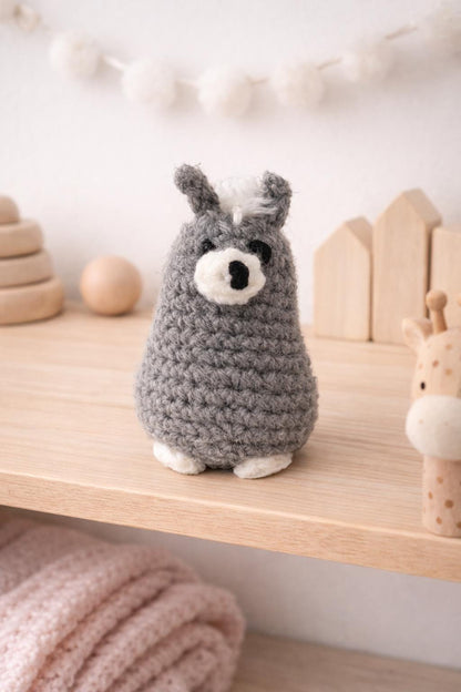 Gray Crochet Llama Amigurumi | Handmade Mini Plush Buddy