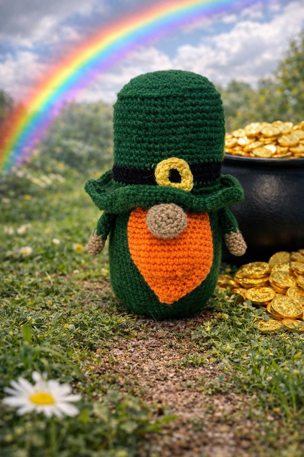 Handmade Crochet Leprechaun with Beer Mug | St Patrick's Day Irish Decor