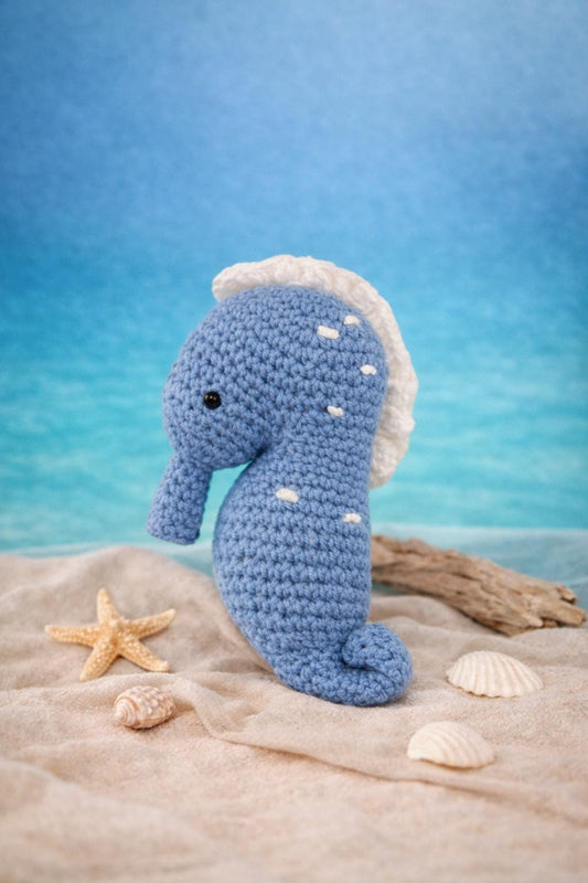 Handmade Crochet Seahorse Plush | Ocean Nursery Decor | Amigurumi Seahorse Toy | Coastal Baby Gift | Under the Sea Nursery