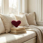 Handmade Crochet Heart Pillow – Red Plush Cushion